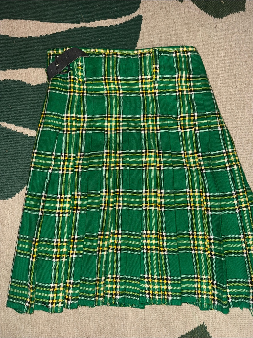 Green Plaid Pleated Midi Kilt Skirt size 32